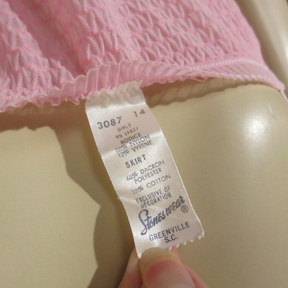 Vintage 70s Pink Slip Dress XS Shirred Bodice Pleated Hem Balletcore Dress - Picture 7 of 7